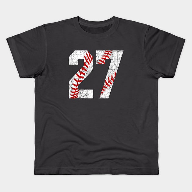 Vintage #27 Baseball Laces Baseball Mom Jersey Love Baseball T-shirt Kids T-Shirt by TeeCreations